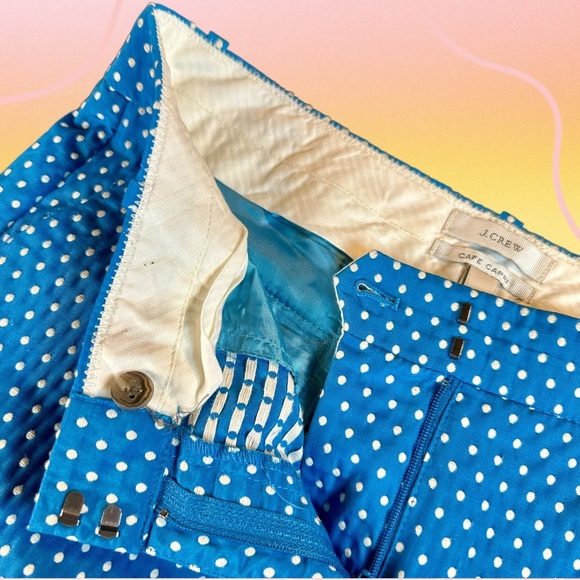 J. Crew ‘Cafe Capri’ in Turquoise & White Clip Dot Jacquard Size 6 - Picture 11 of 12